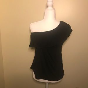 Old Navy one shoulder ruffle top black XS black